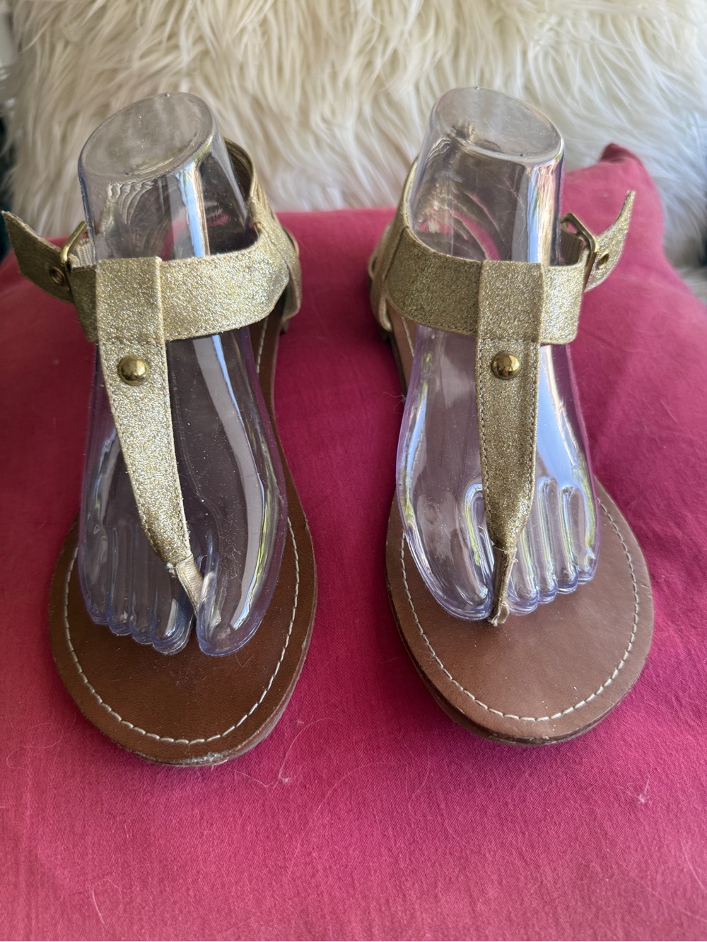 Mossimo Supply Co. Gold Woven Strap Sandals with Brown Footbed